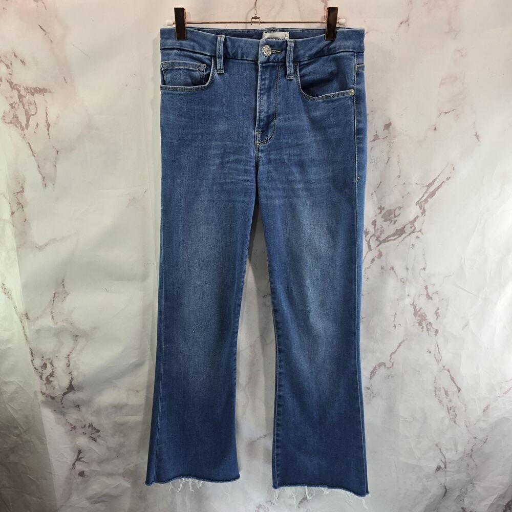 Frame Jeans Womens 27 Le Crop Mini Boot Randall High Rise Denim Organic Light